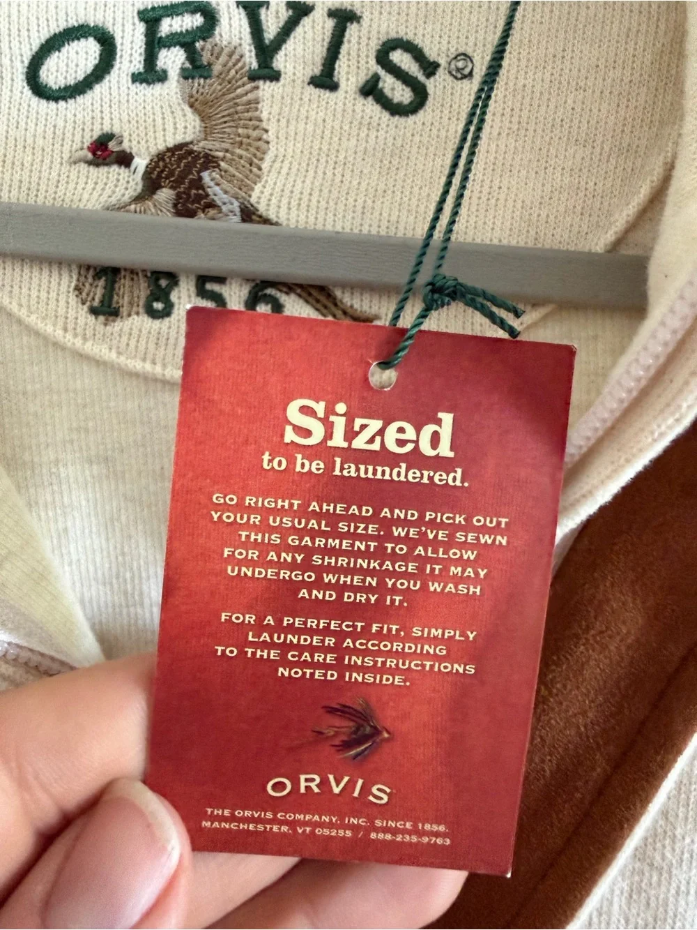 Orvis 1856 Quarter Zip Sweatshirt Cream Suede Elbow Patch XL NWT